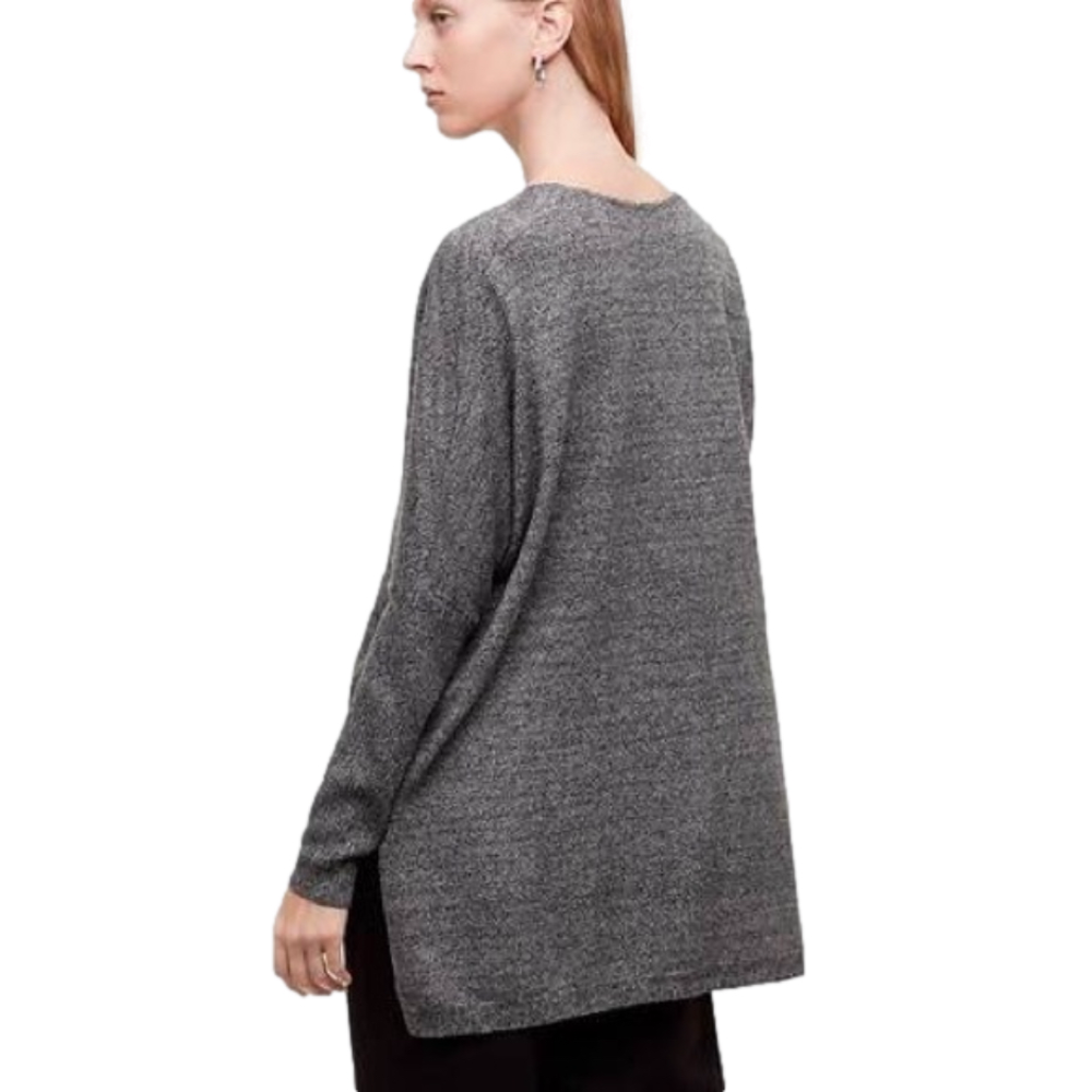 Aritzia Babaton Baylor Sweater Minimalist Oversized V-Neck Wool Linen S/M Gray - Picture 2 of 11